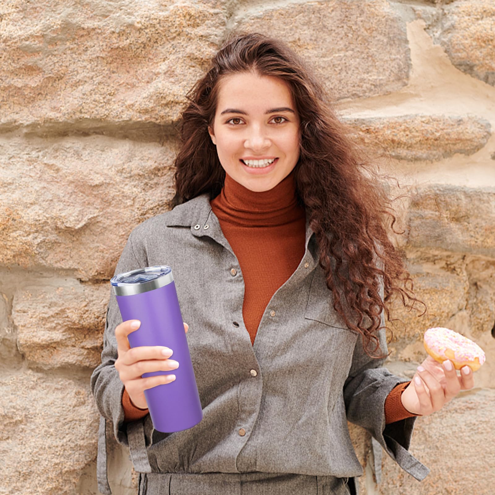 FristChoice 20 oz vaso esbelto color morado, diseño moderno