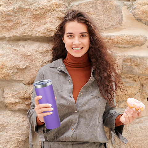 FristChoice 20 oz vaso esbelto color morado, diseño moderno