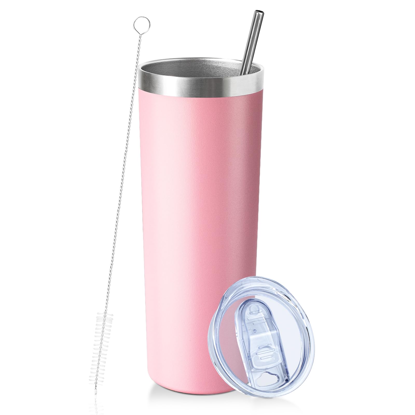 FristChoice 20 oz skinny tumbler con tapa deslizante y pajilla, ideal para bebidas en casa