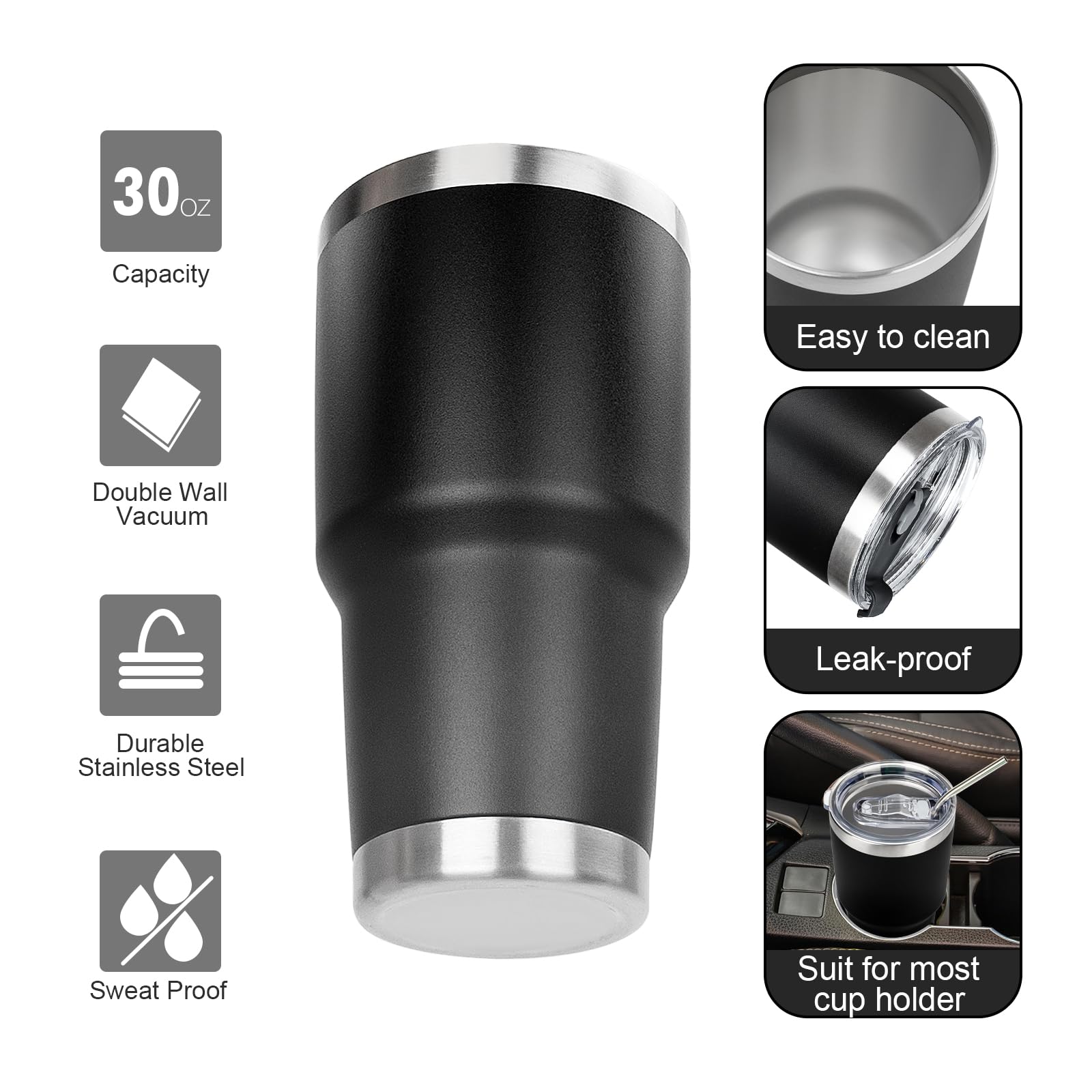 FristChoice 30oz tumbler con aislamiento mantiene bebidas calientes por horas.