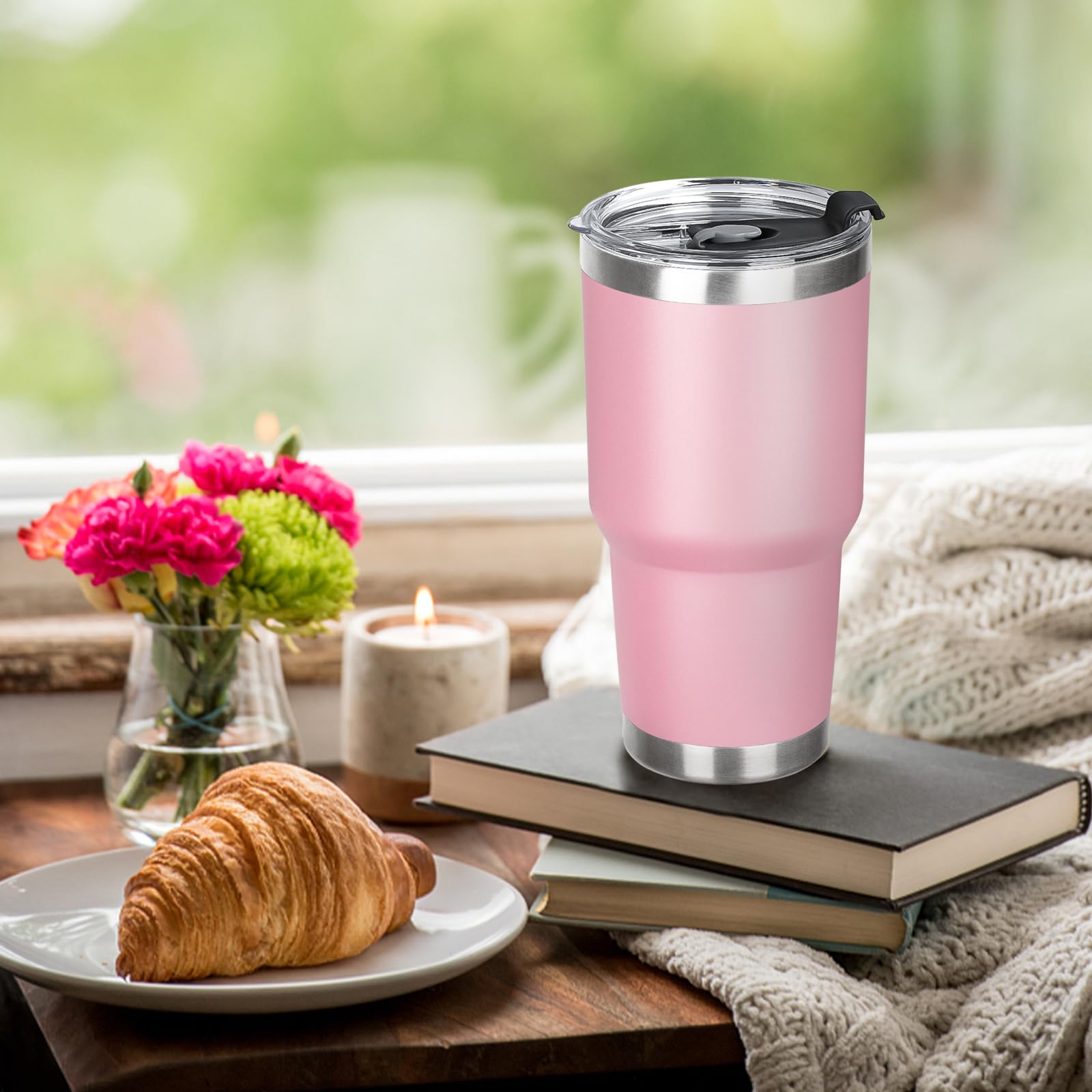 FristChoice 30oz tumbler incluye pajillas de acero inoxidable fáciles de limpiar.