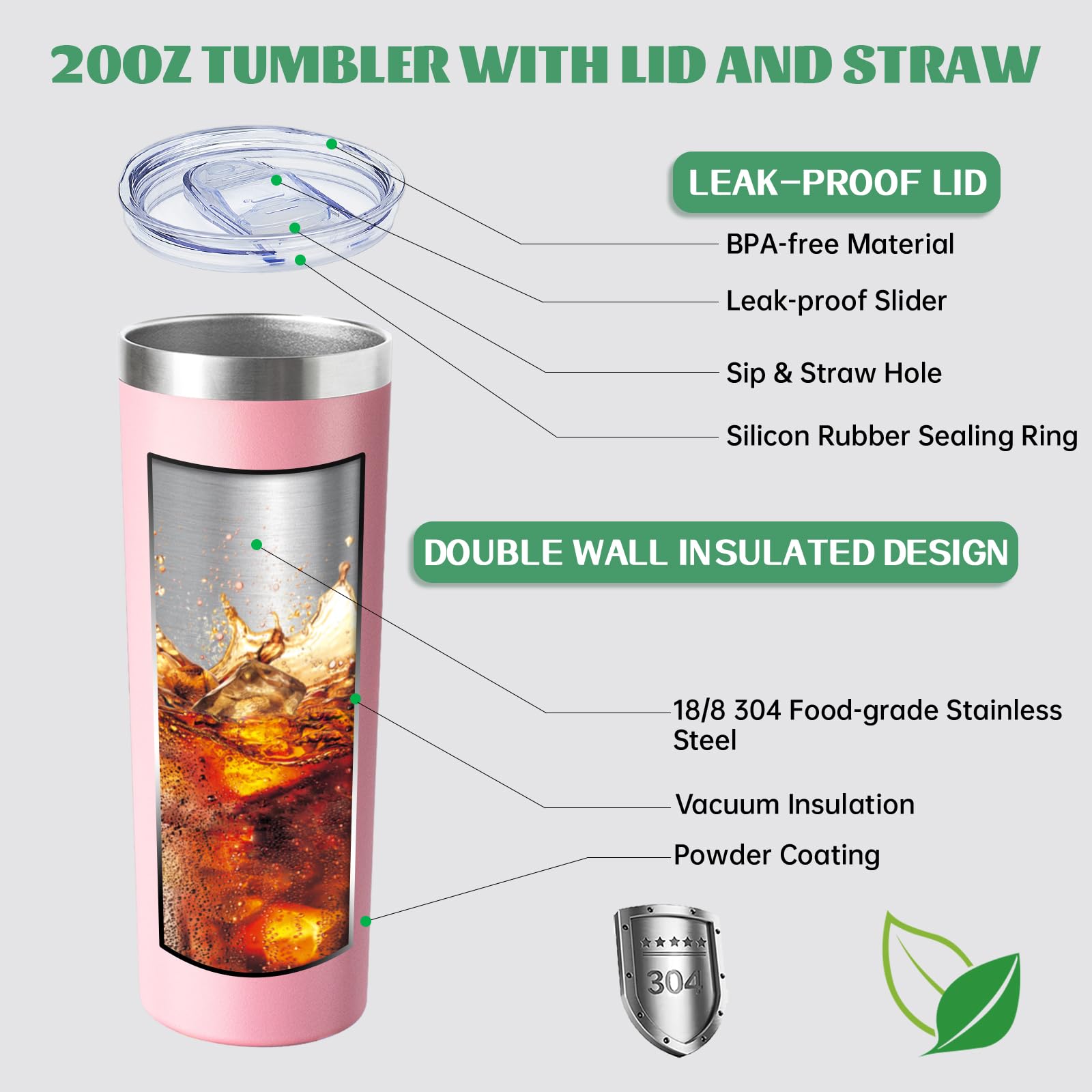 FristChoice tumbler portátil para oficina, playa y viajes
