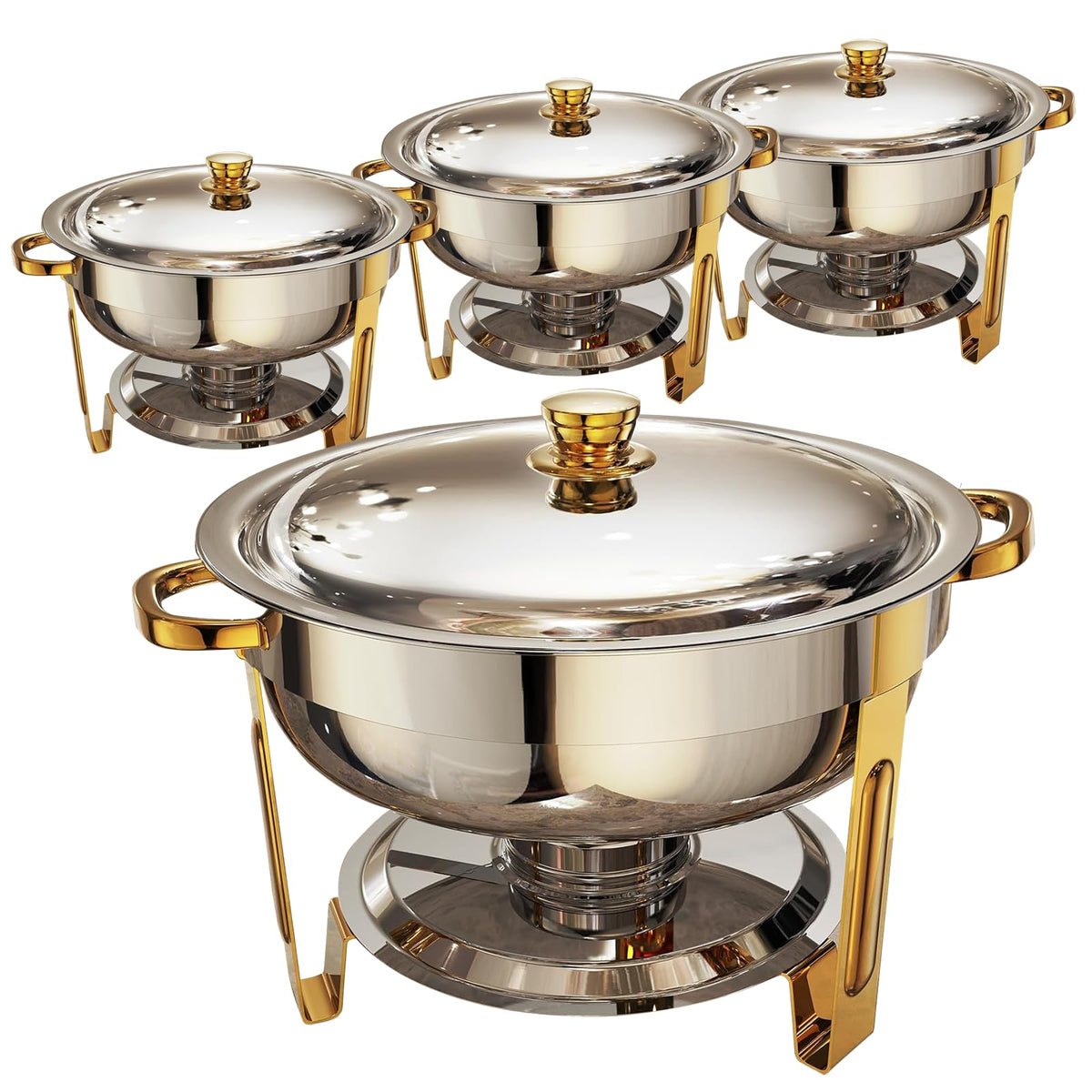 Frizoky bandejas buffet 6 cuartos en oro y plata, para una presentación elegante.