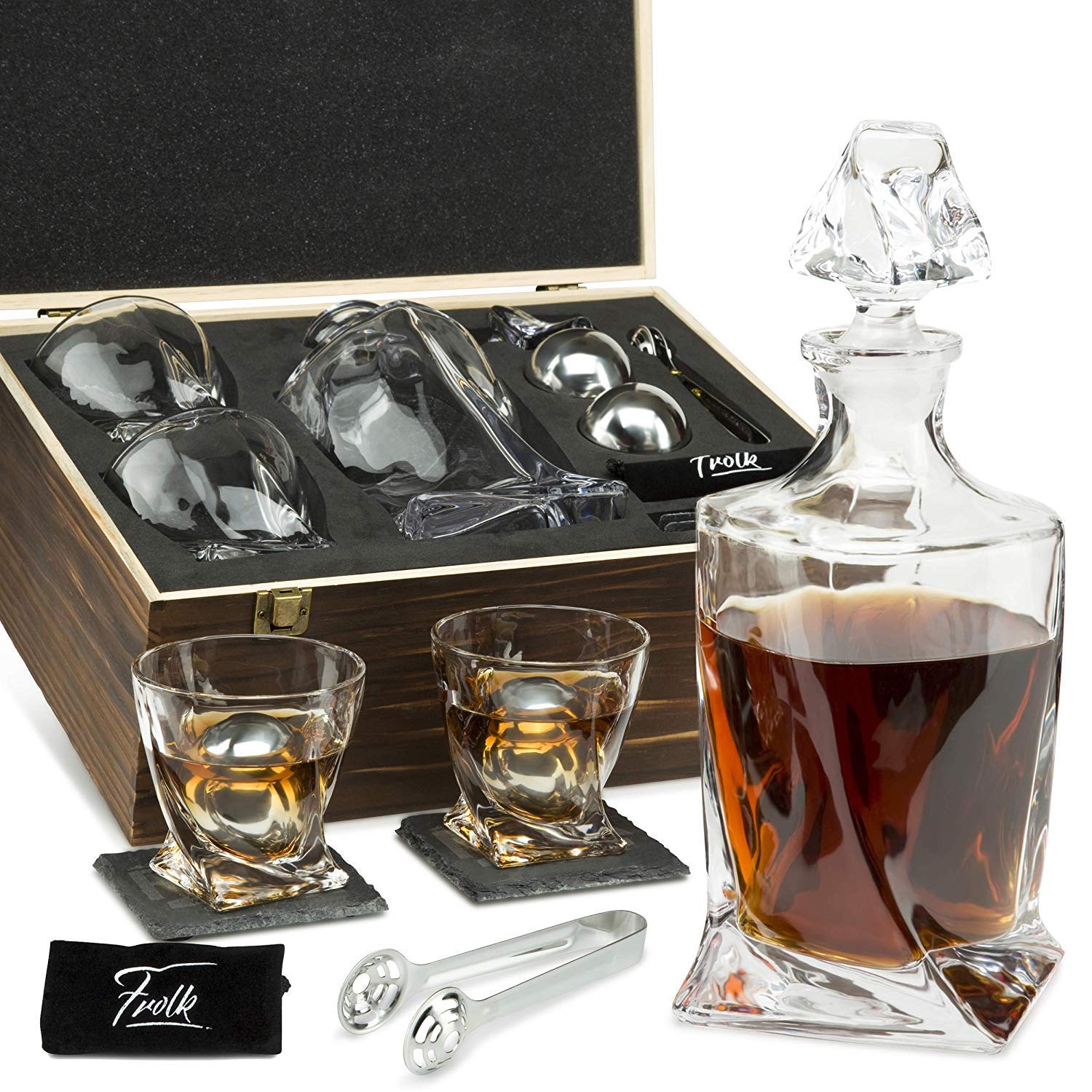 Decantador Frolk torcido de 30oz para servir con elegancia y enfriamiento controlado.