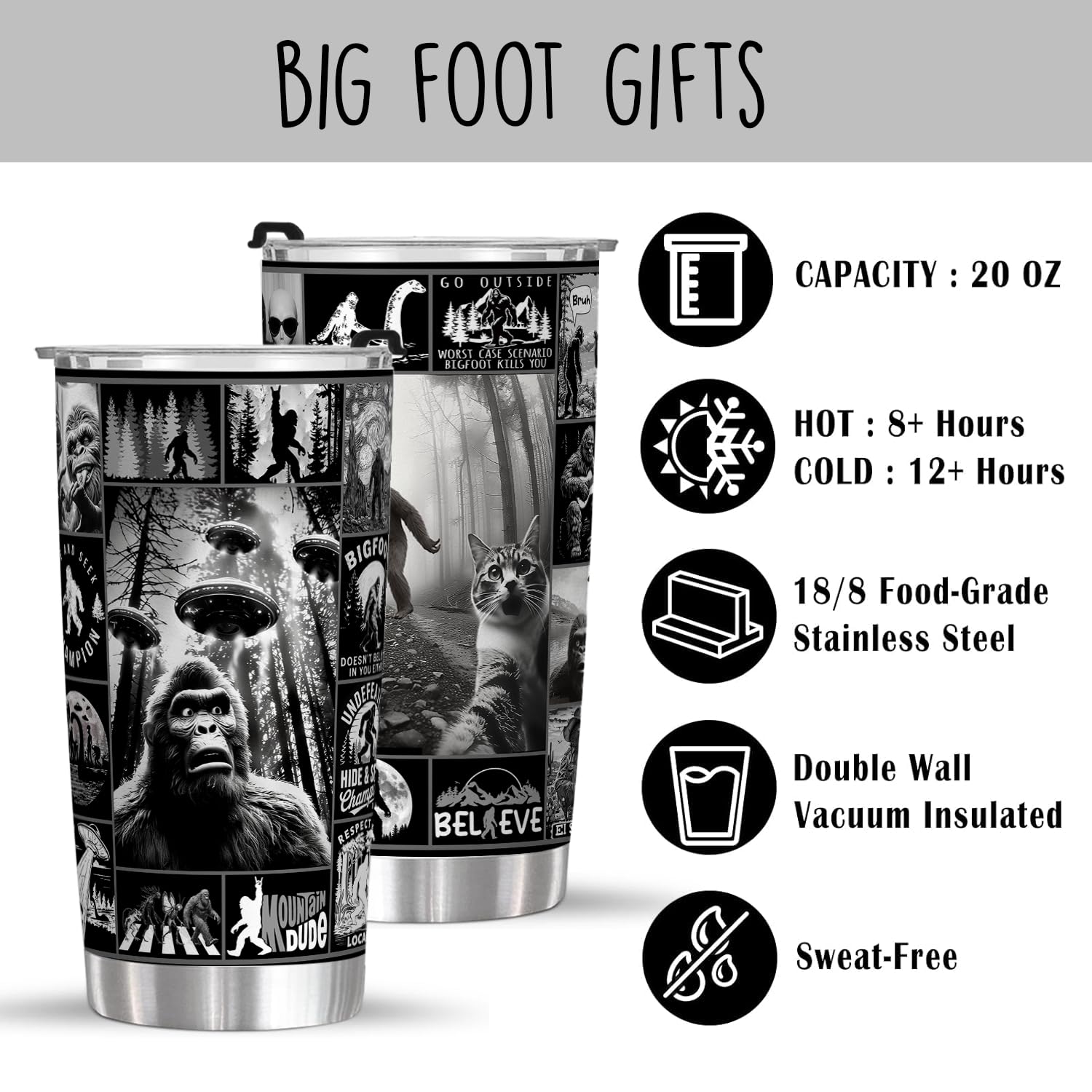 FROOBLEQUIRK Big Foot tumbler, capacidad de 591 ml para uso diario