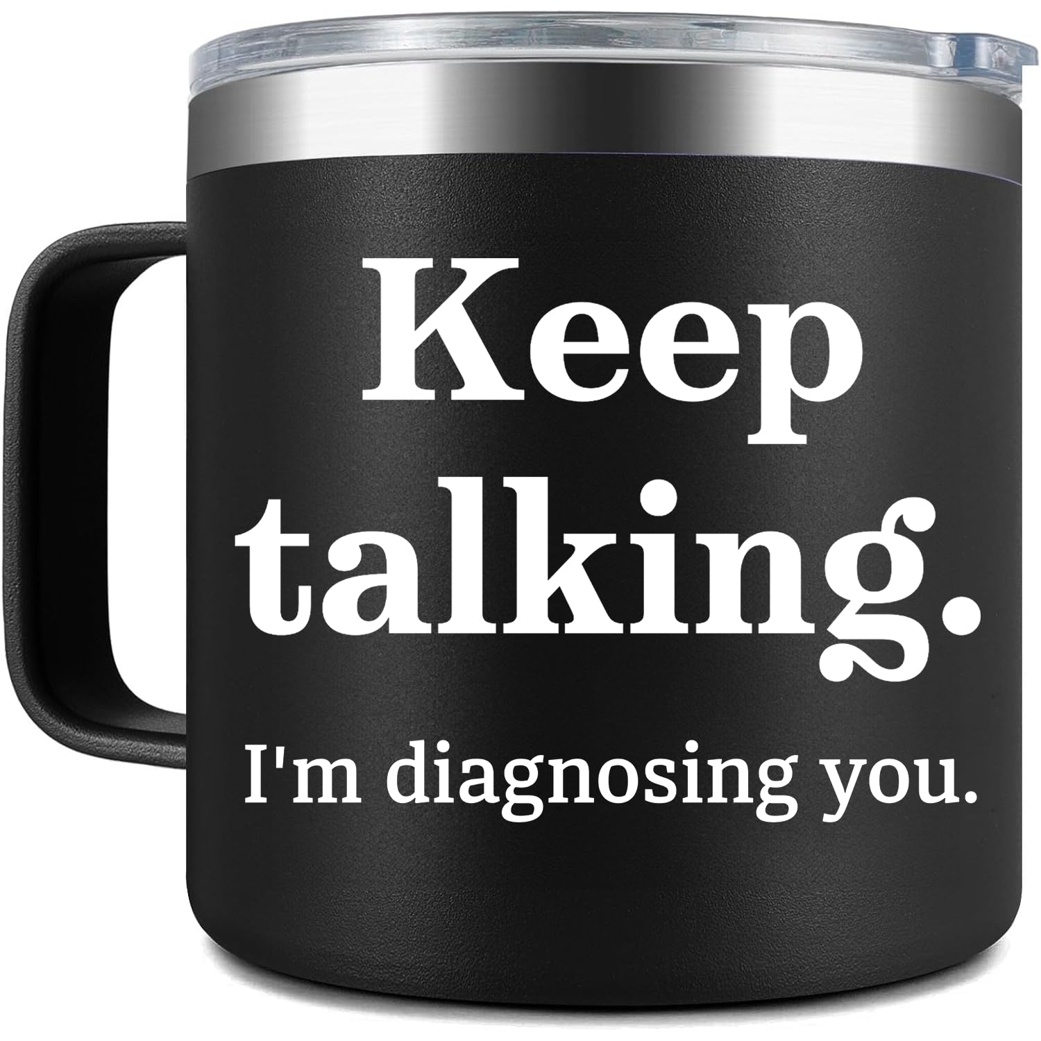 Taza frooblequirk sigue hablando te diagnostico, ideal para sesiones clínicas y humor profesional