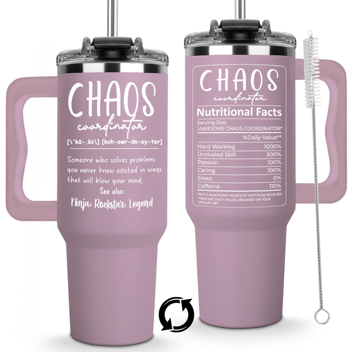 Vaso térmico Chaos Coordinator 40oz de FROOBLEQUIRK para mantener bebidas calientes durante horas