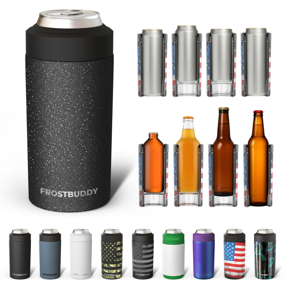 Frost Buddy enfriador universal frontal mantiene bebidas frías por horas.