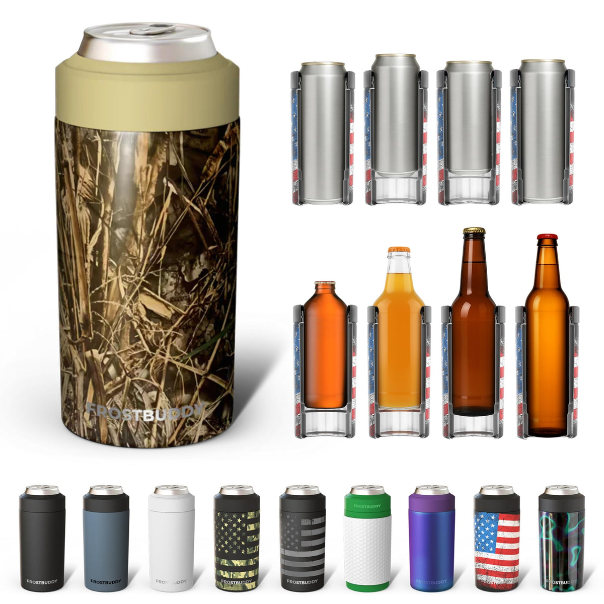 Frost Buddy enfriador universal para latas 12 onzas mantiene bebidas frías en todo momento.