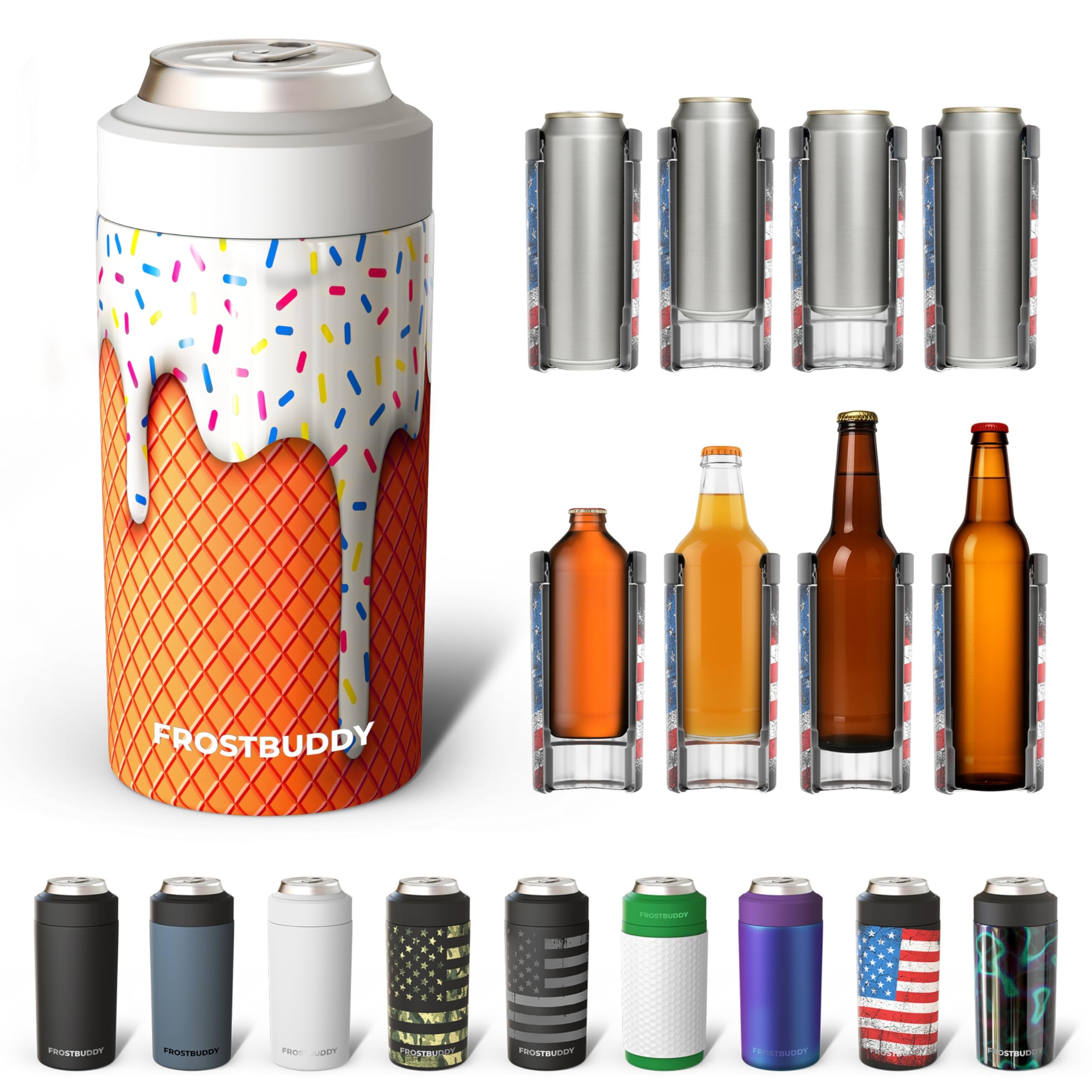 Frost Buddy enfriador universal, frontal, mantiene frías las bebidas por horas.