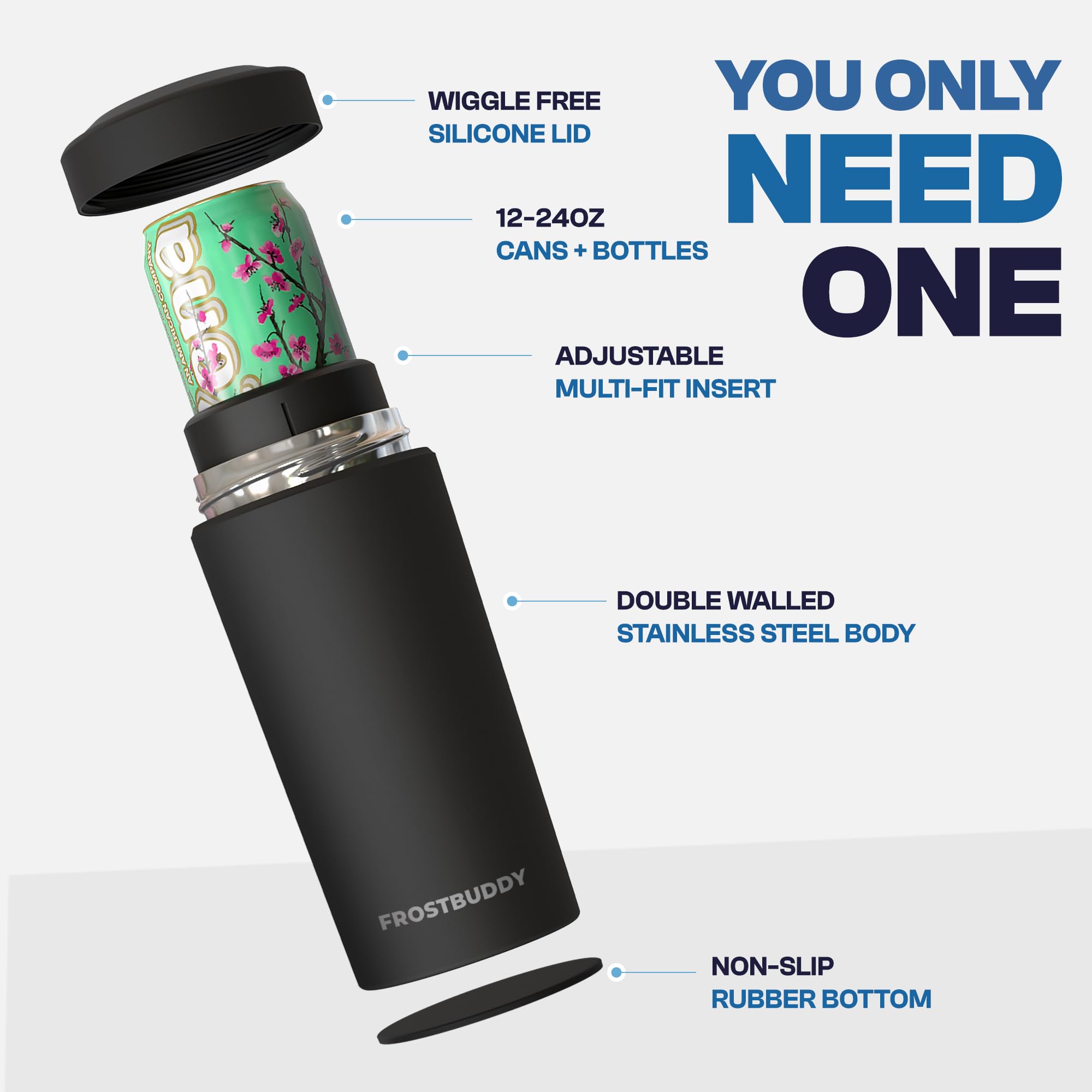 Frost Buddy Universal Buddy XL en lata 20oz, ideal para fiestas al aire libre