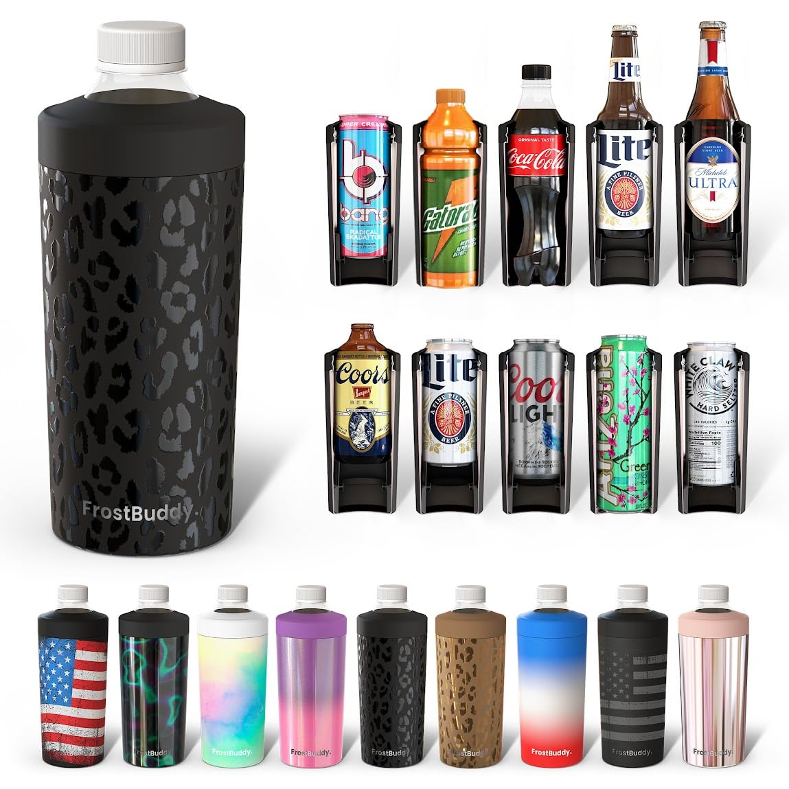 Frost Buddy Universal XL enfriador para latas de 12 onzas mantiene la bebida fría al aire libre