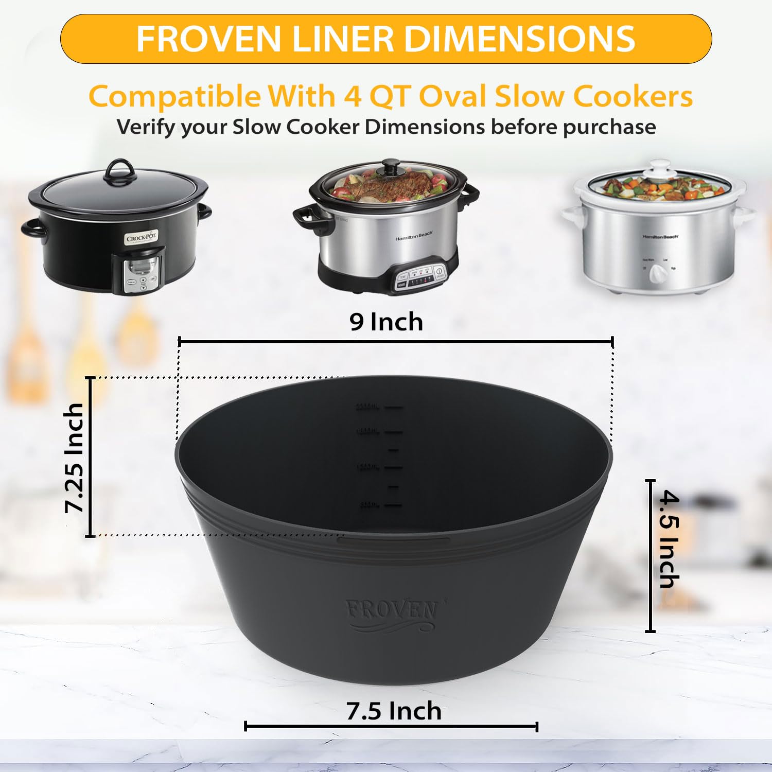 FROVEN Liner Oval: compatibilidad con modelos ovalados para olla lenta.