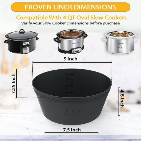 FROVEN Liner Oval: compatibilidad con modelos ovalados para olla lenta.