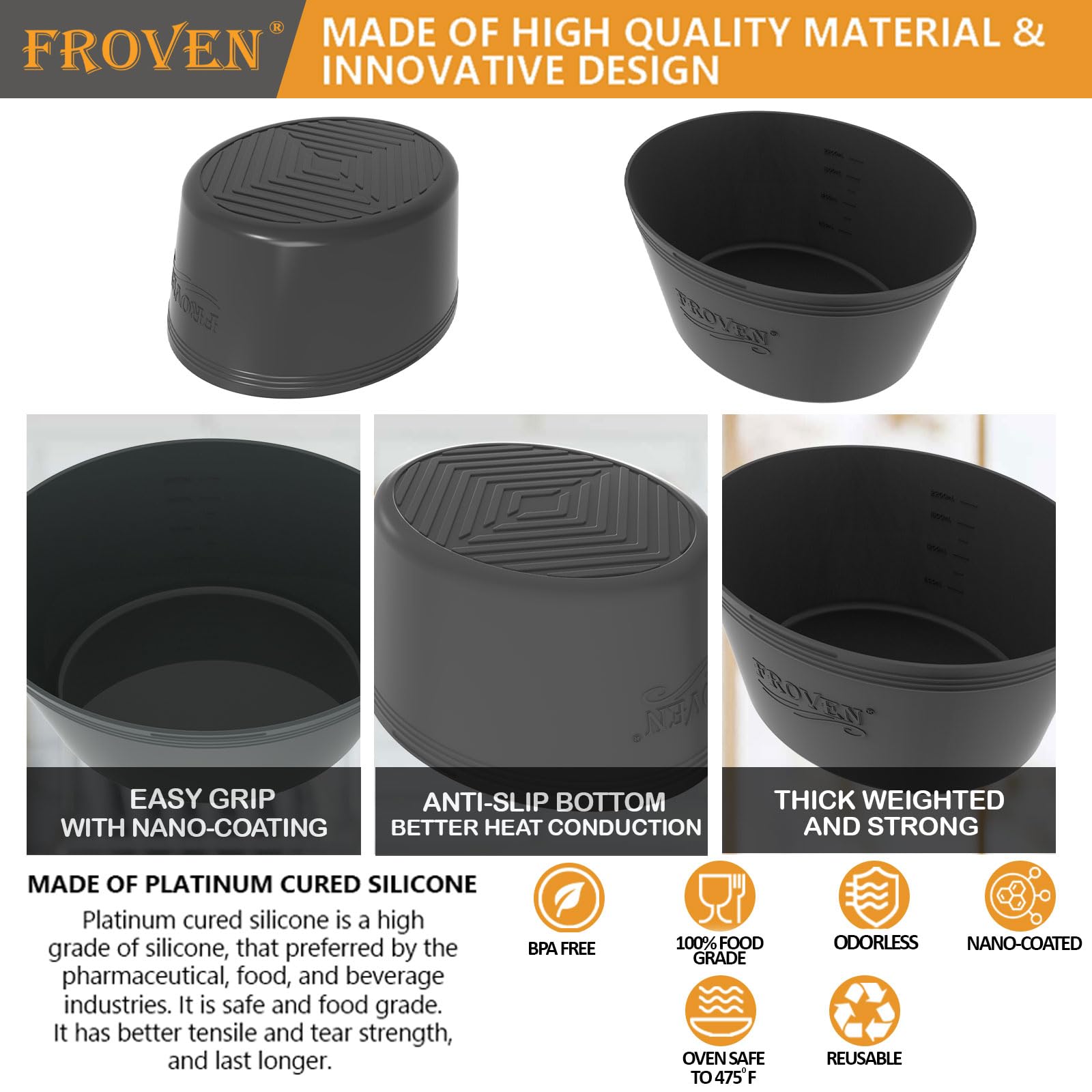 FROVEN Liner Oval: silicona gruesa y duradera para uso diario.