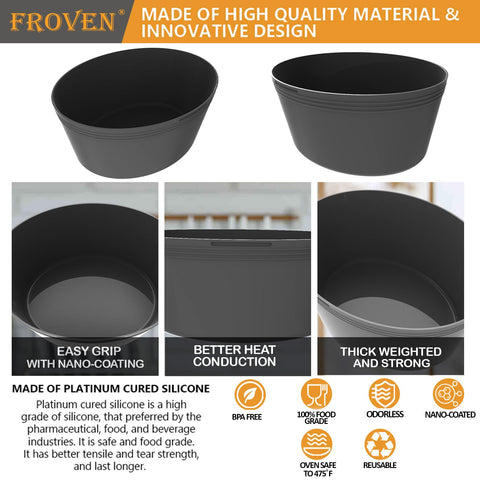 FROVEN funda reutilizable sin BPA resiste calor alto y conserva sabores.
