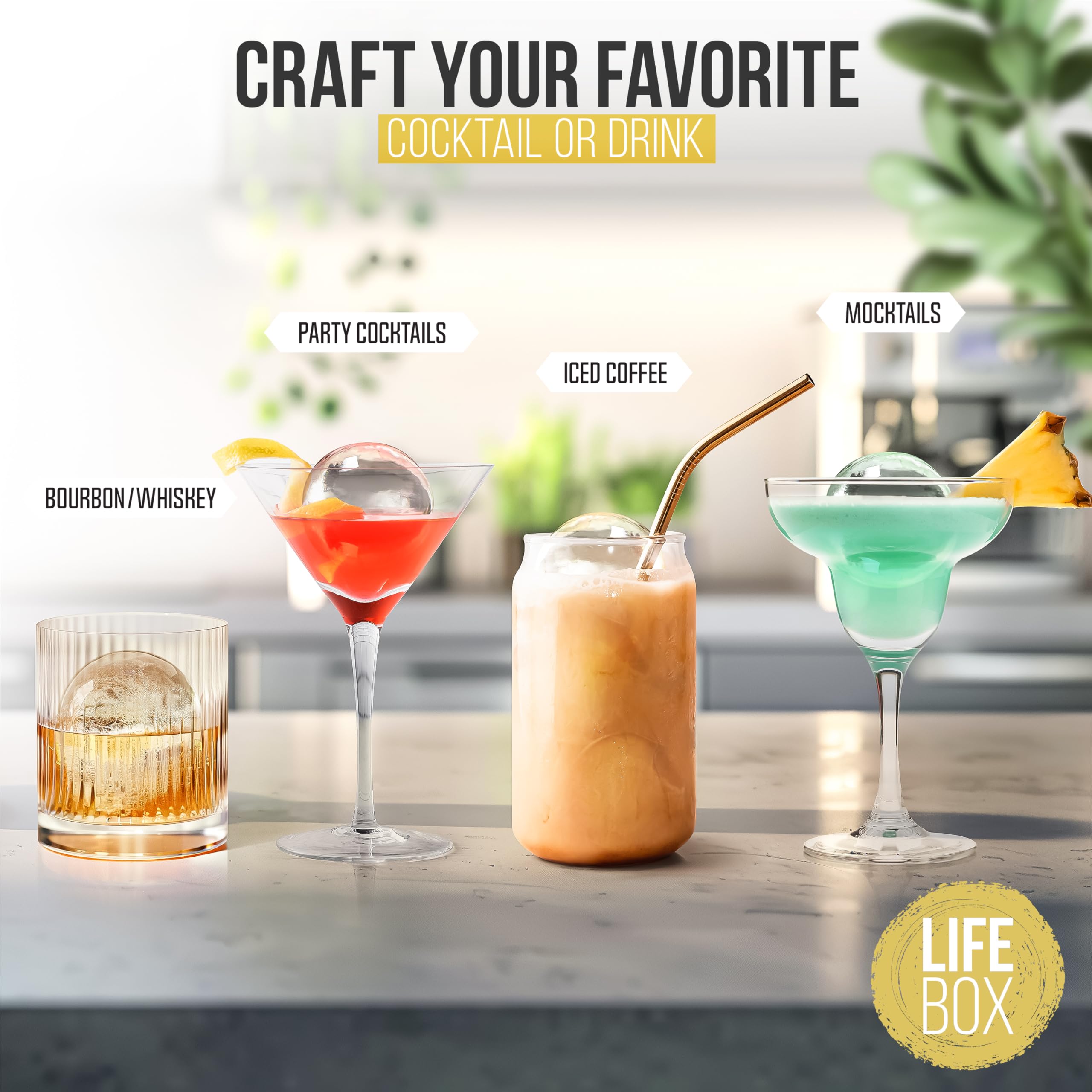 Uso versátil LifeBox de FROZIP para whisky, cócteles y bebidas en casa.
