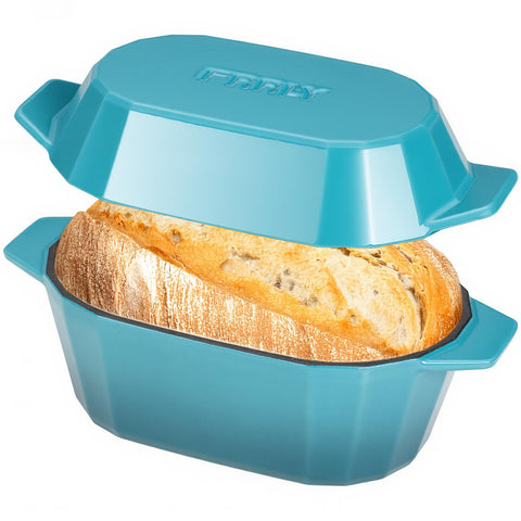 FRRLY Horno de hierro esmaltado 3QT, listo para hornear pan artesanal.