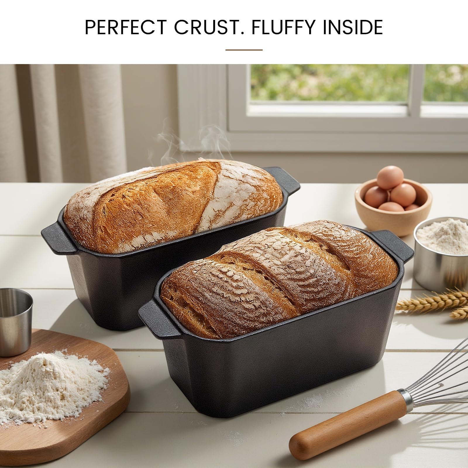 FRRLY Pan Hierro Largo, uso exterior antiadherente, ideal para hornear al aire libre.