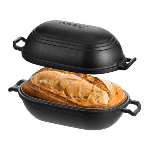 FRRLY pan de hierro para pan con tapa, cocción uniforme para hogazas artesanales.