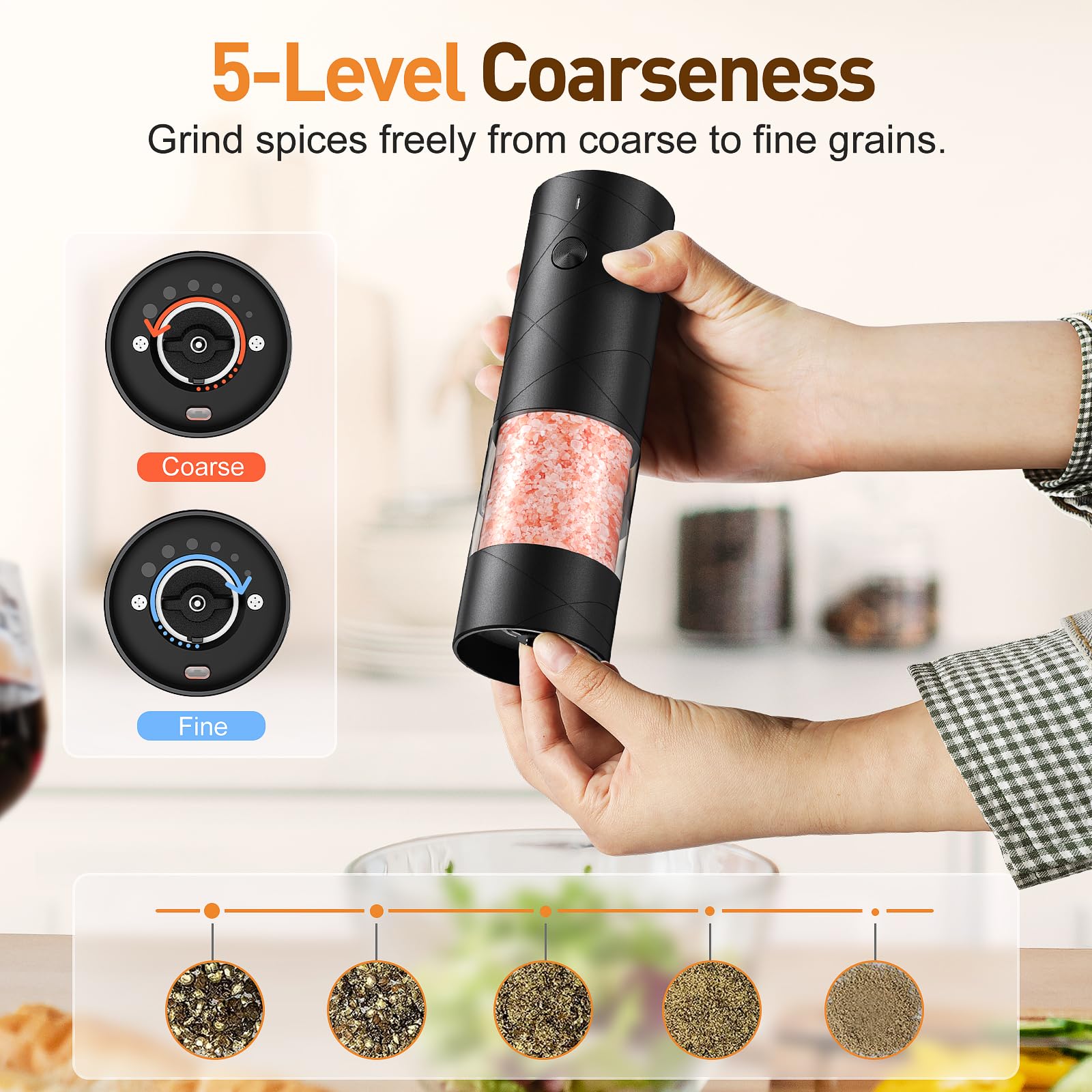 Frtonyi cámara de especias transparente de 100 ml para controlar rellenos.