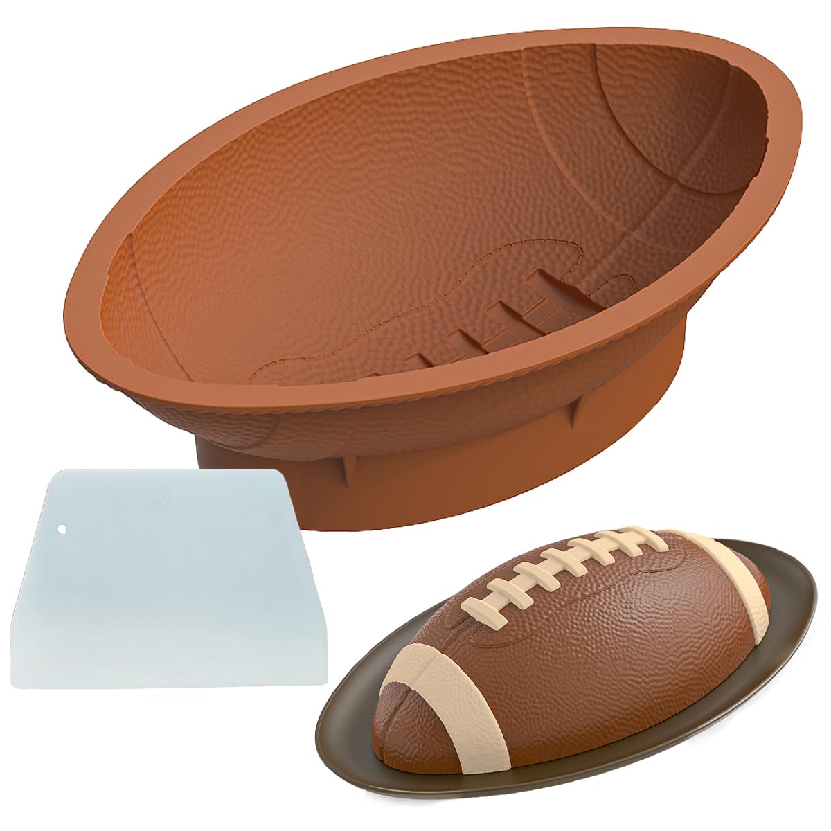 Frutasky molde futbol 12 pulgadas con superficie antiadherente para desmoldar fácilmente.