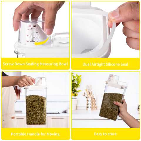 FrutPunch contenedor arroz con taza medidora para porciones precisas