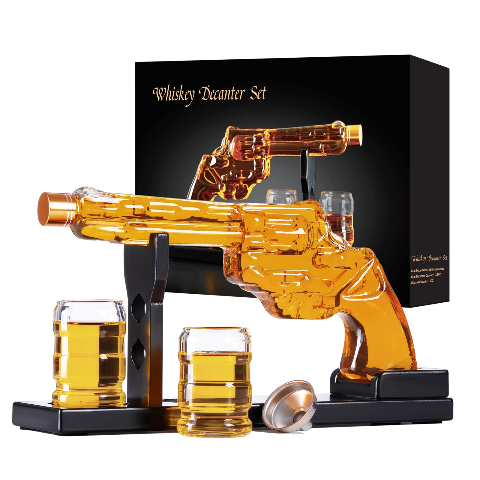 FrutPunch Gun decantador de whisky con vista frontal para presentación elegante