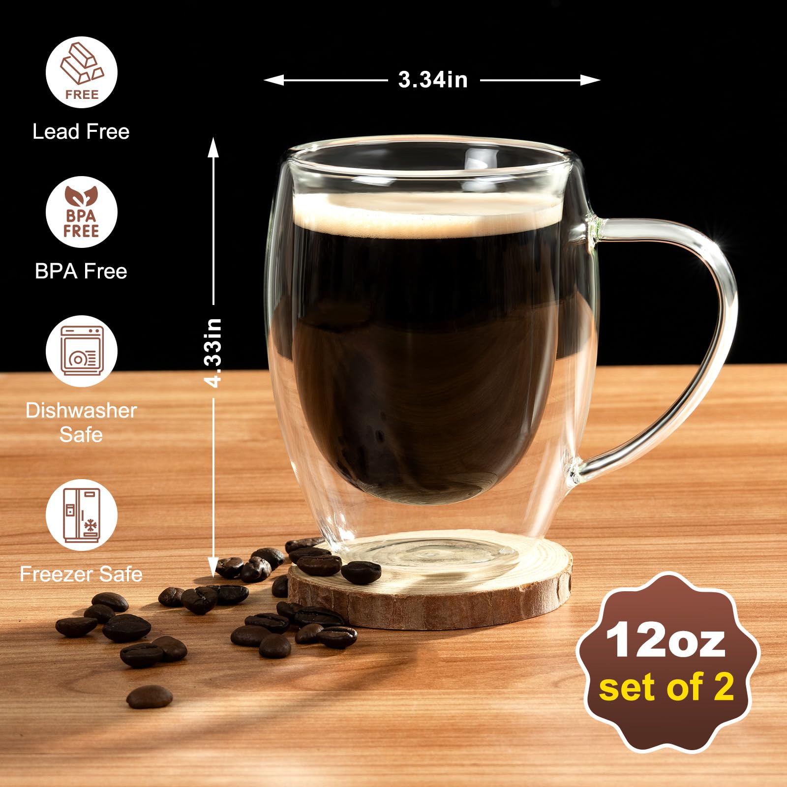 FrutPunch taza cristal con asa ergonómica mantiene caliente sin quemar dedos