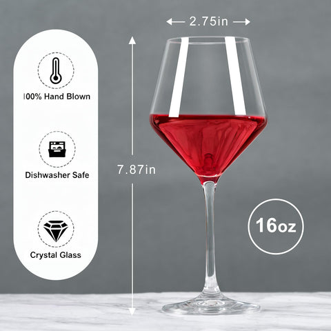 FrutPunch vaso de vino de 16 onzas, tallo largo para mayor comodidad.
