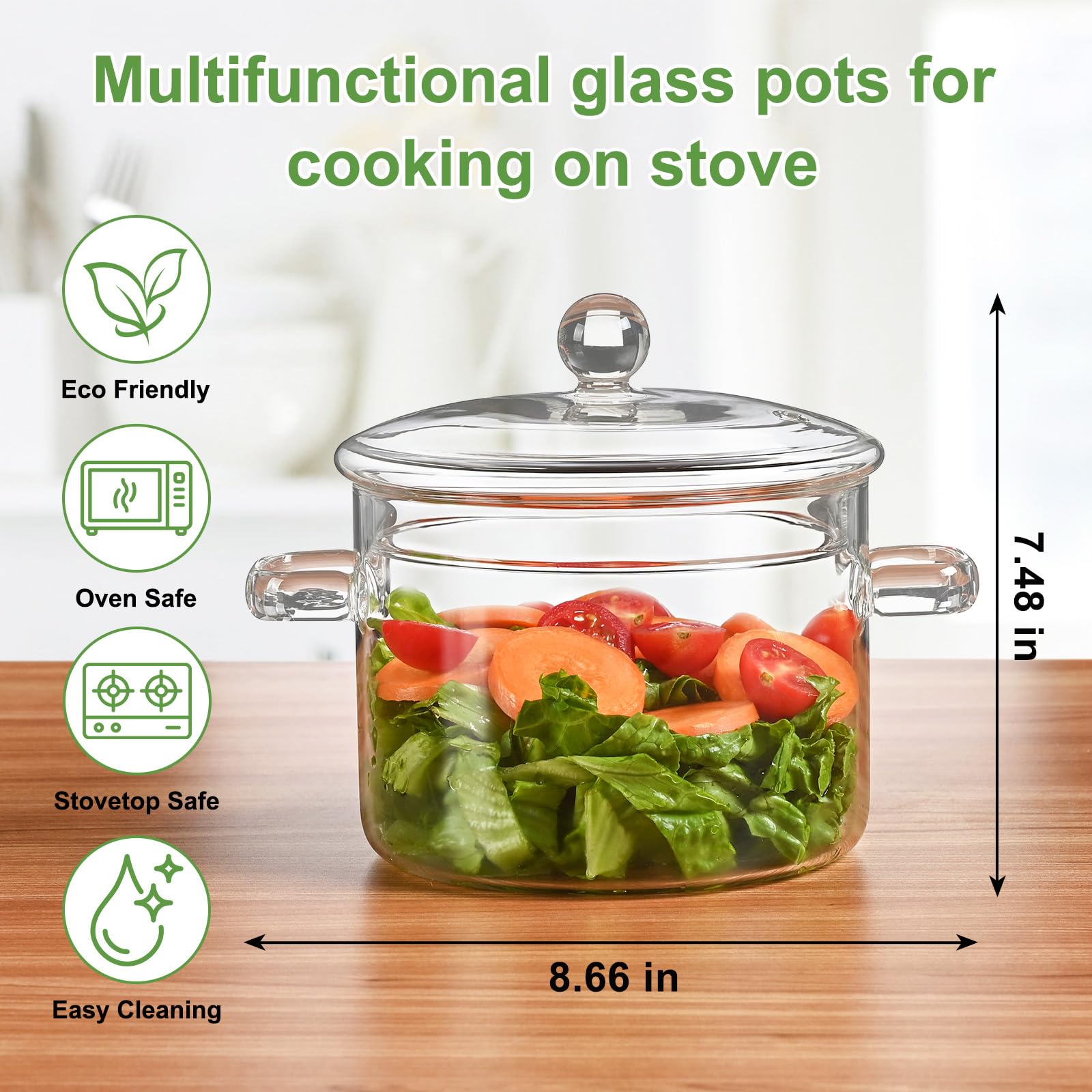 FrutPunch vidrio borosilicato resistente al calor ideal para hervir pasta