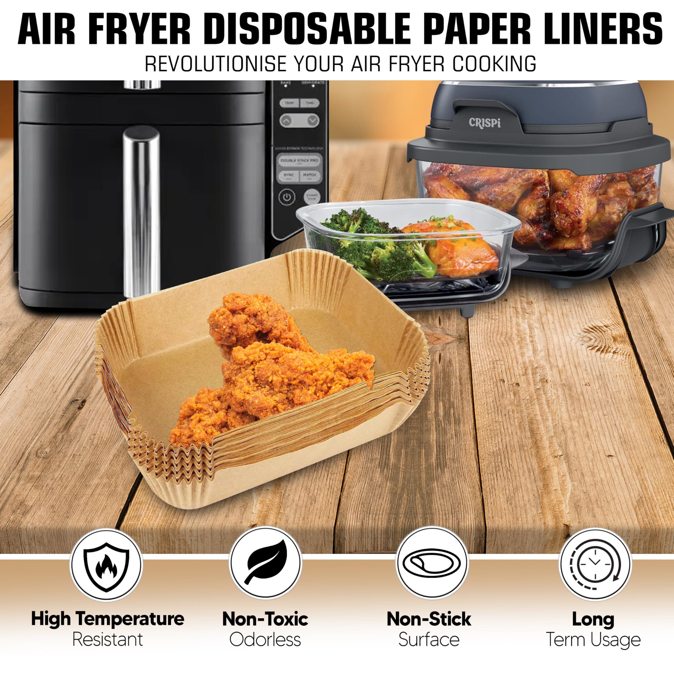 FryEasy papel para Ninja Crispi 4QT, liners antiadherentes para cocción limpia.