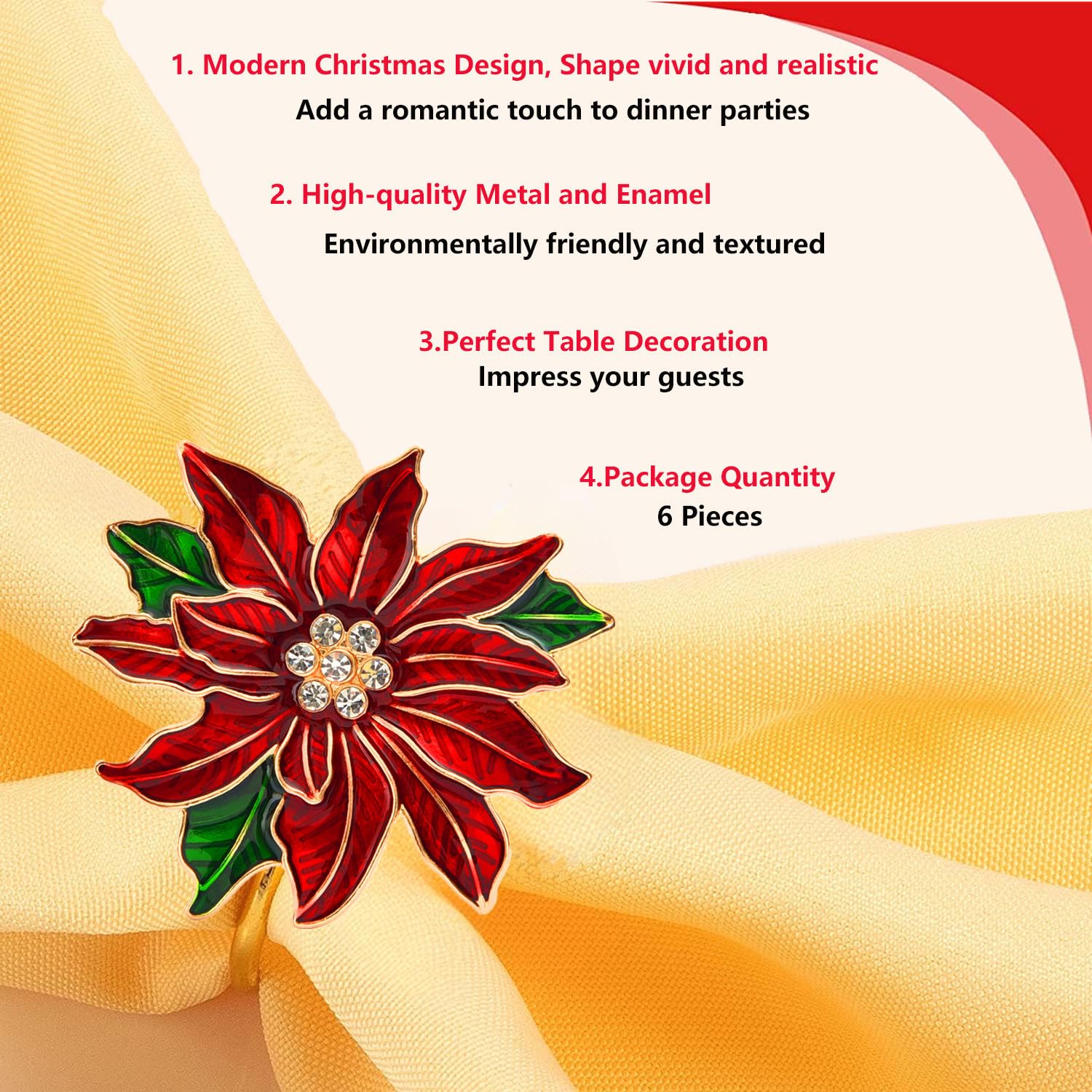 Fsmiling servilletero poinsettia diseño sofisticado combina con cualquier estilo