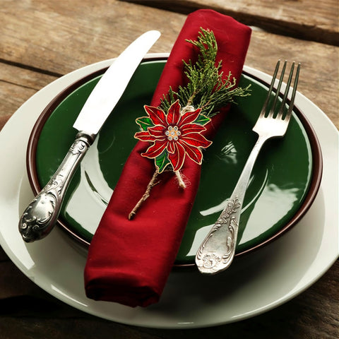 Fsmiling servilletero poinsettia ideal para Navidad y reuniones