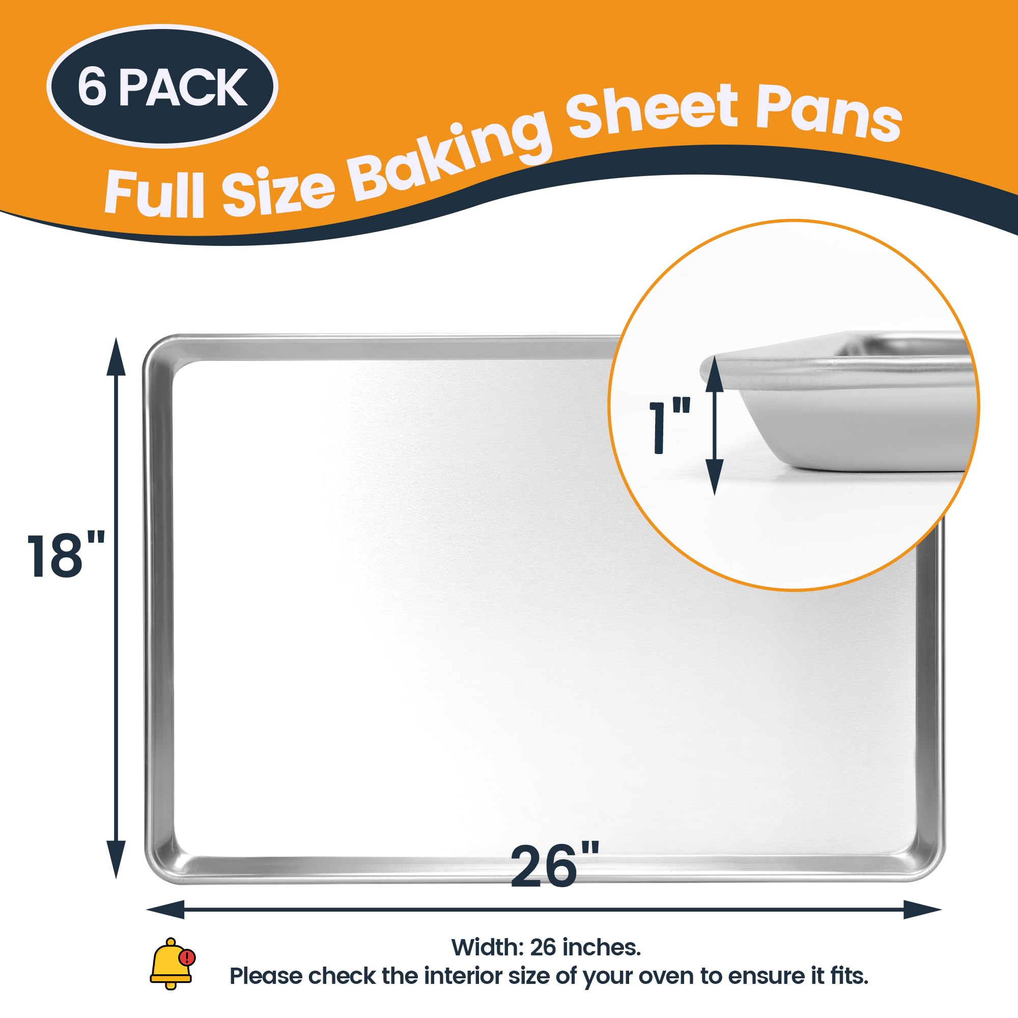 FSUON bandeja antiadherente 26x18: duradera y fácil de limpiar.