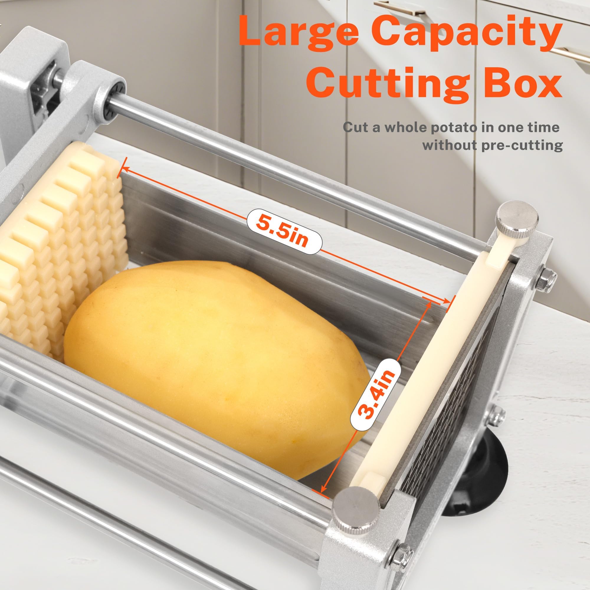 FSUON cortador de patatas con cuchilla 1/4 pulgada para dados rápidos