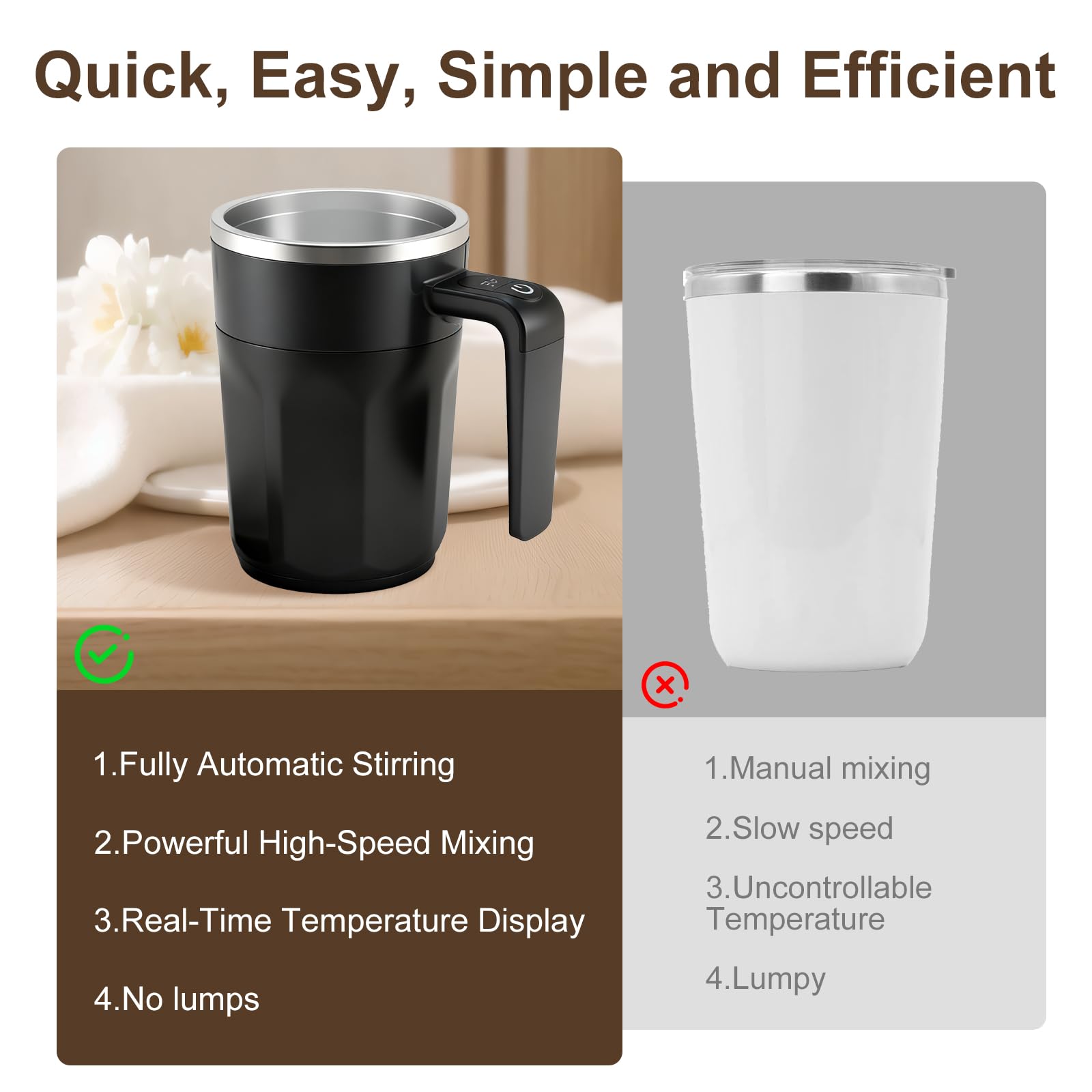 Ftutom taza de materiales de grado alimenticio, segura y fácil de limpiar.