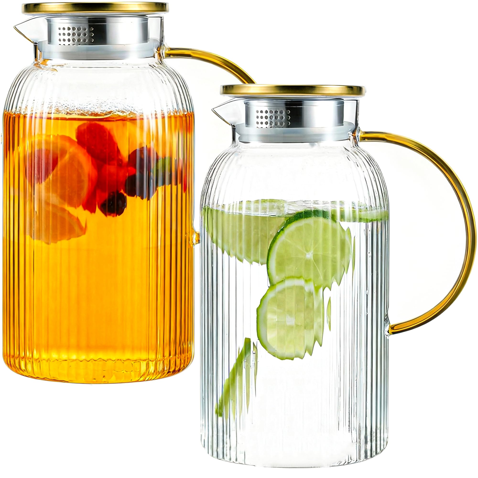 Ftystall Jarra de vidrio con tapa doble para filtrado eficiente.
