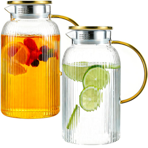 Ftystall Jarra de vidrio con tapa doble para filtrado eficiente.