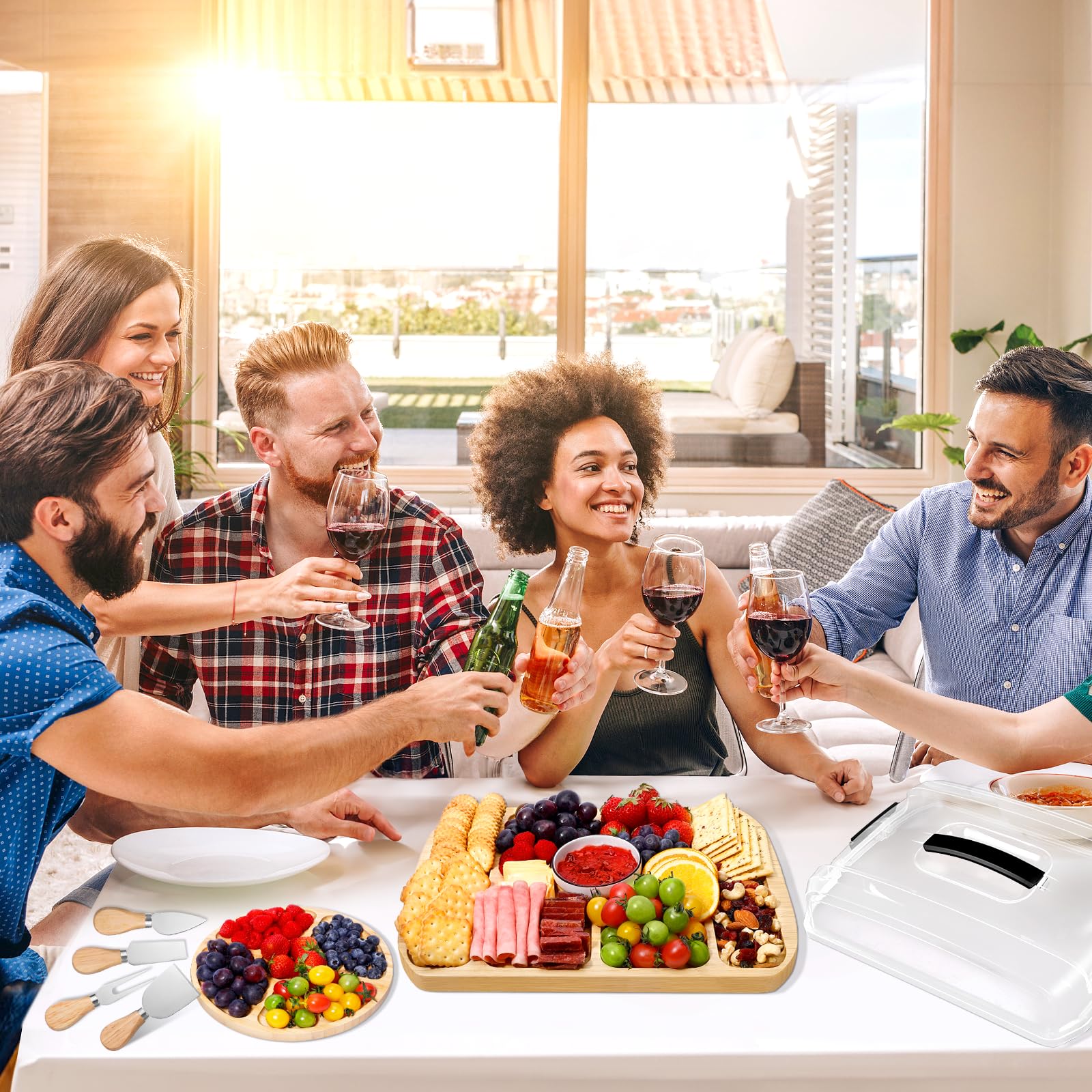 FuBegi presentación en mesa con secciones para queso y fruta