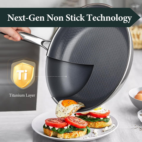 FUDELAI sarten con tapa incluida, cierre seguro para sabores sellados.