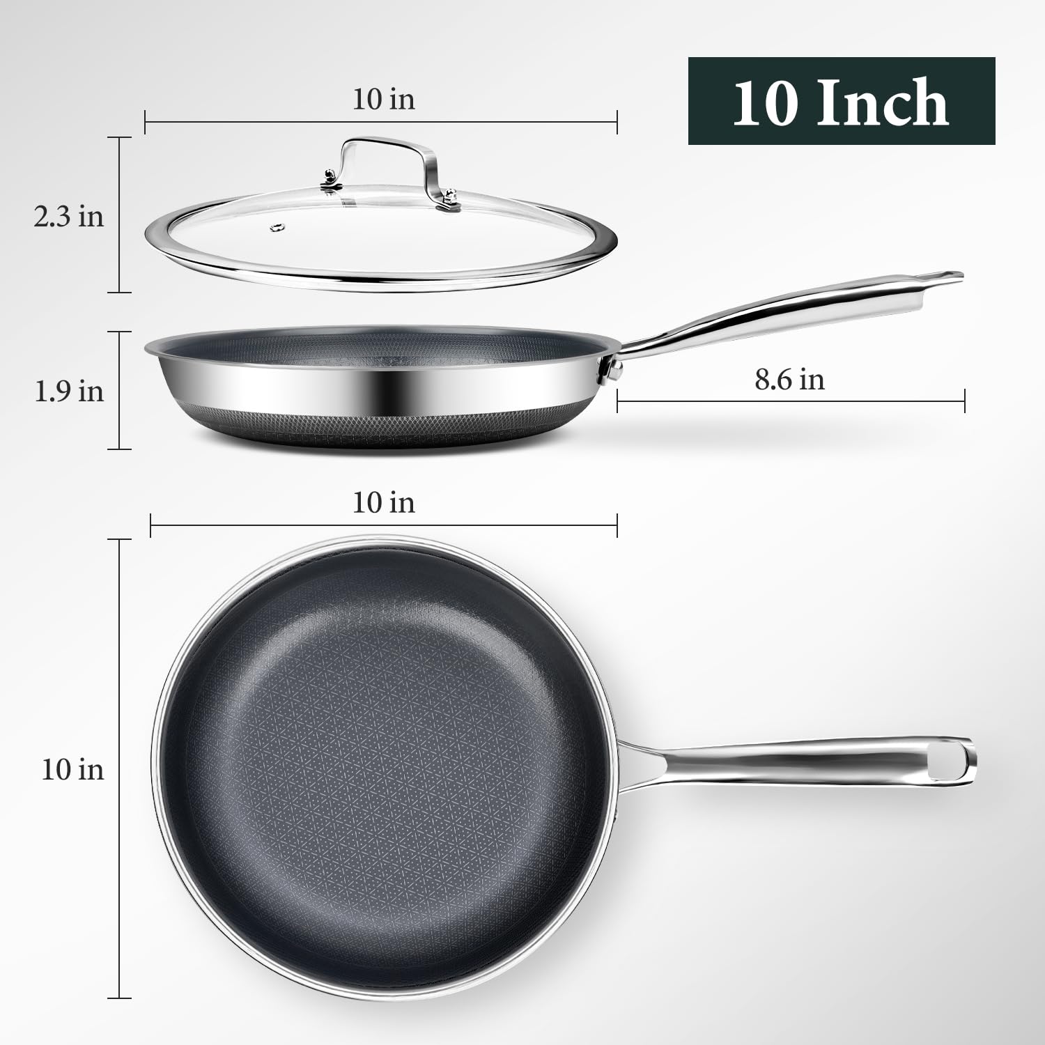 FUDELAI sarten titanio ceramica 5-capas, duradera y de liberación suave.