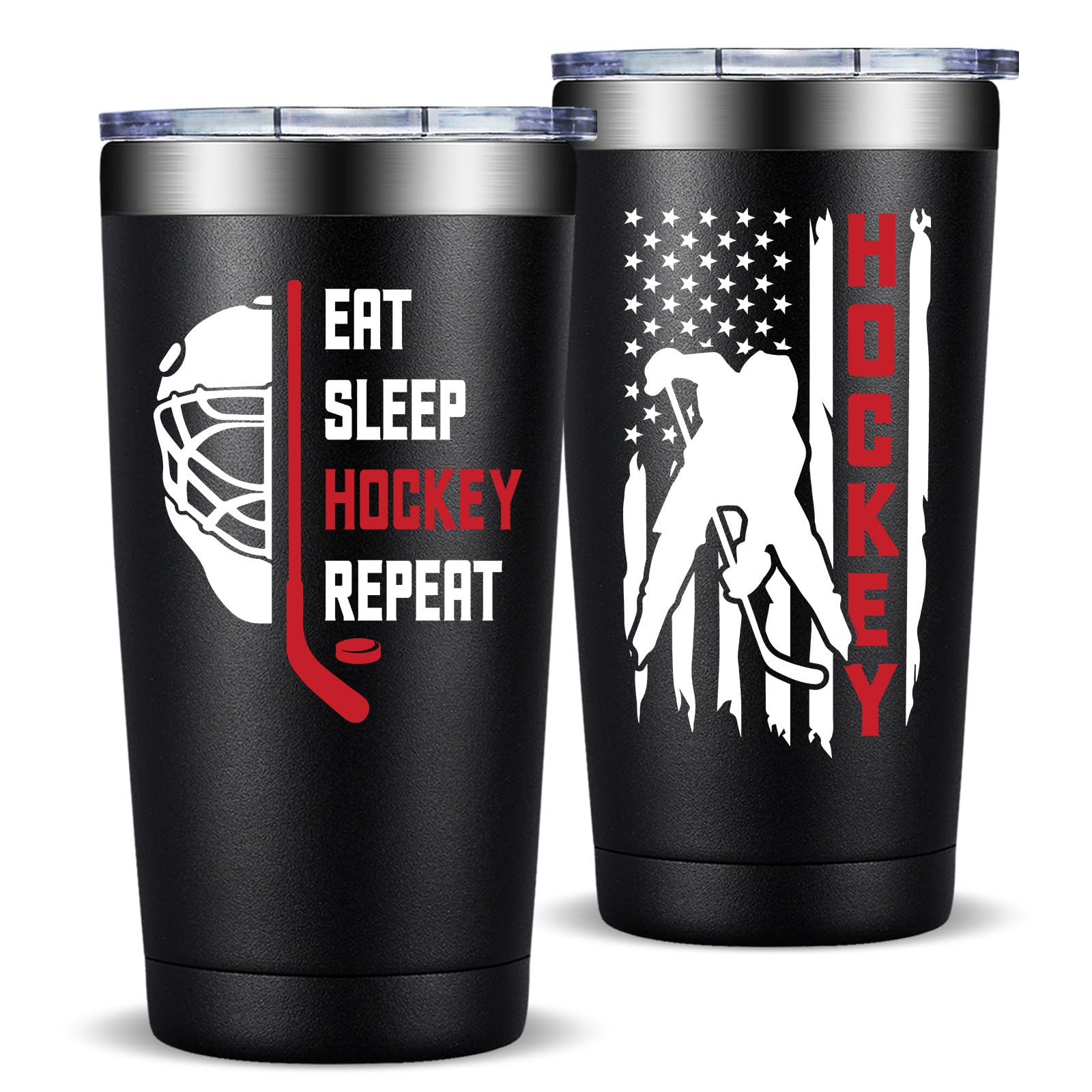 Taza Fufandi Hockey 20oz vista frontal, ideal para entrenamientos y viajes.