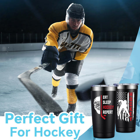 Tapa libre de BPA de la taza Fufandi Hockey 20oz para evitar derrames.