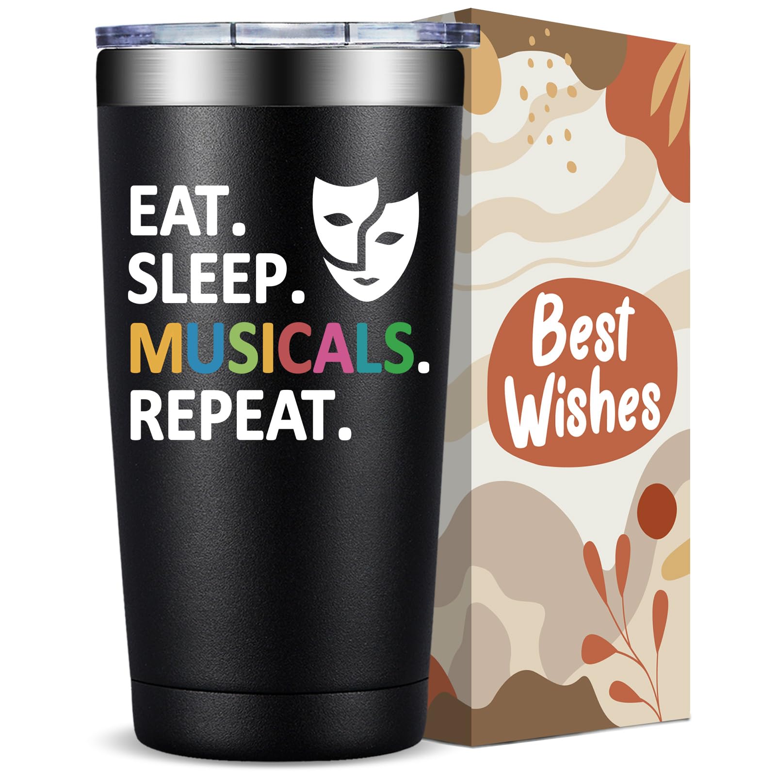 Taza Fufandi Teatro 20oz, vista frontal, perfecta para uso diario en ensayos.