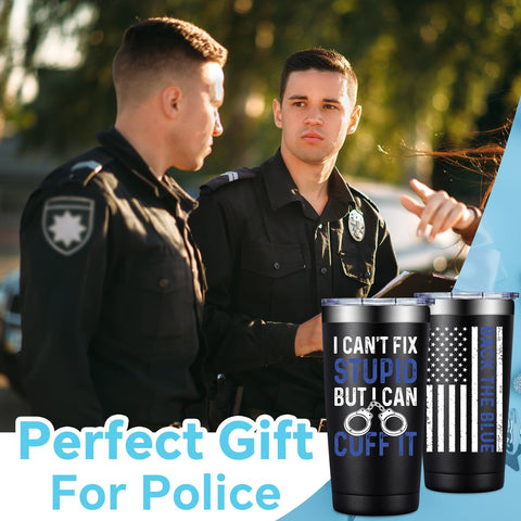 Taza Fufandi 20oz para graduación policial, práctico y significativo.