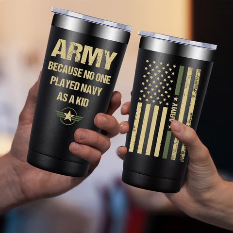Vaso térmico Fufandi 20 oz con emblema militar, regalo ideal para veteranos.