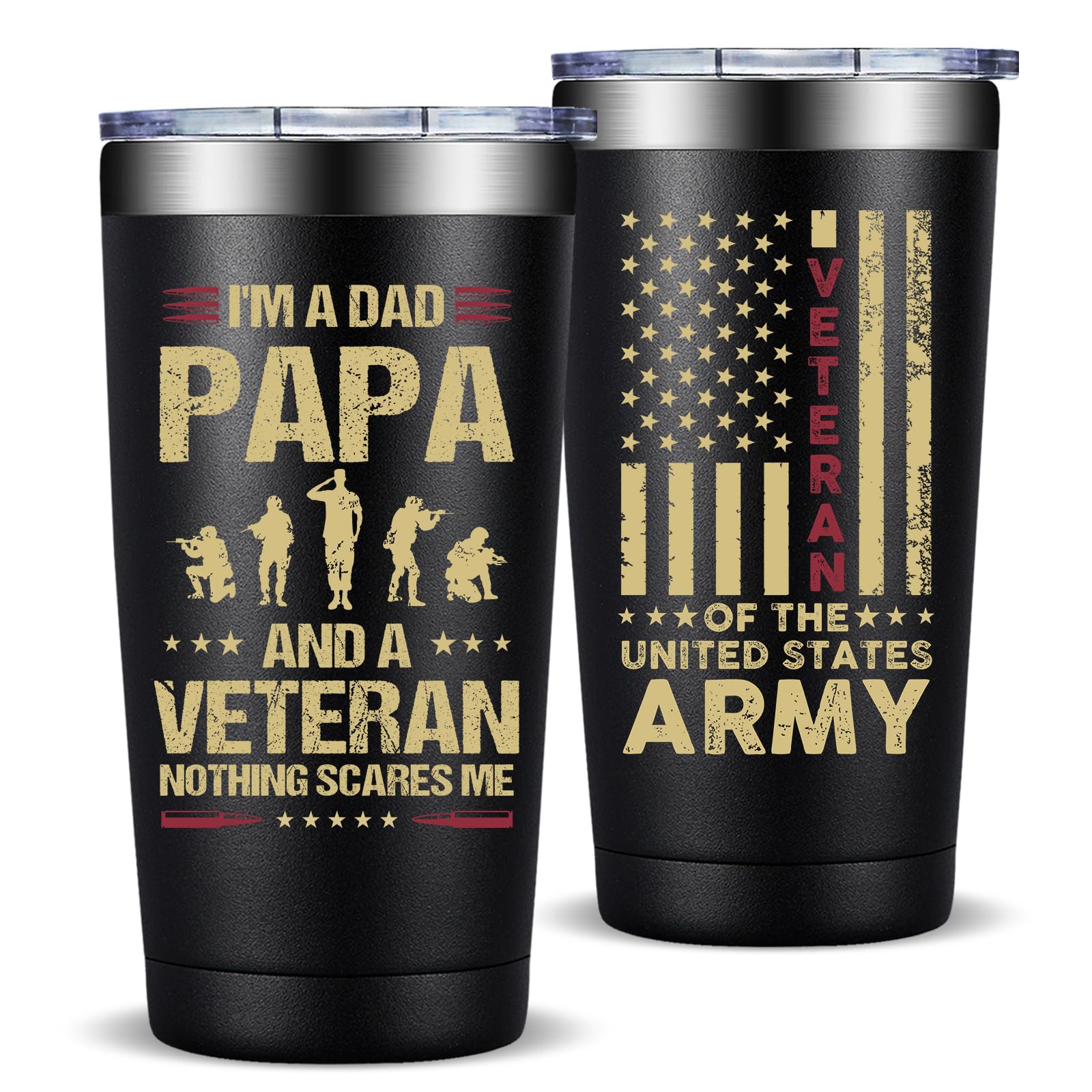 Vaso térmico Fufandi veterano 20 oz mantiene bebidas frías o calientes.