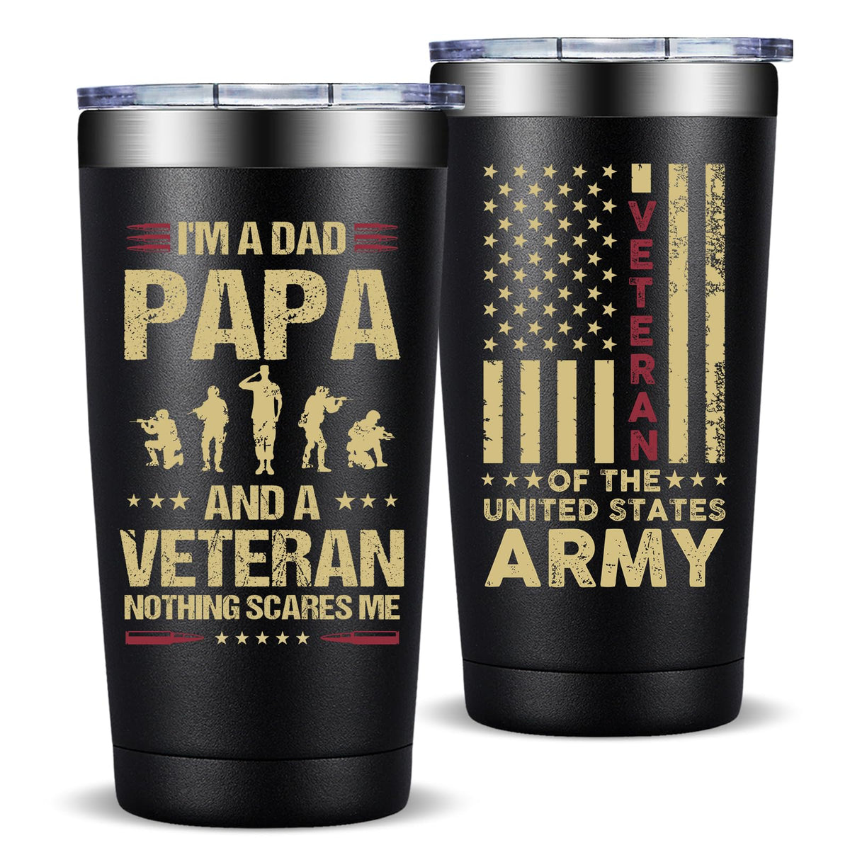 Vaso térmico Fufandi veterano 20 oz mantiene bebidas frías o calientes.