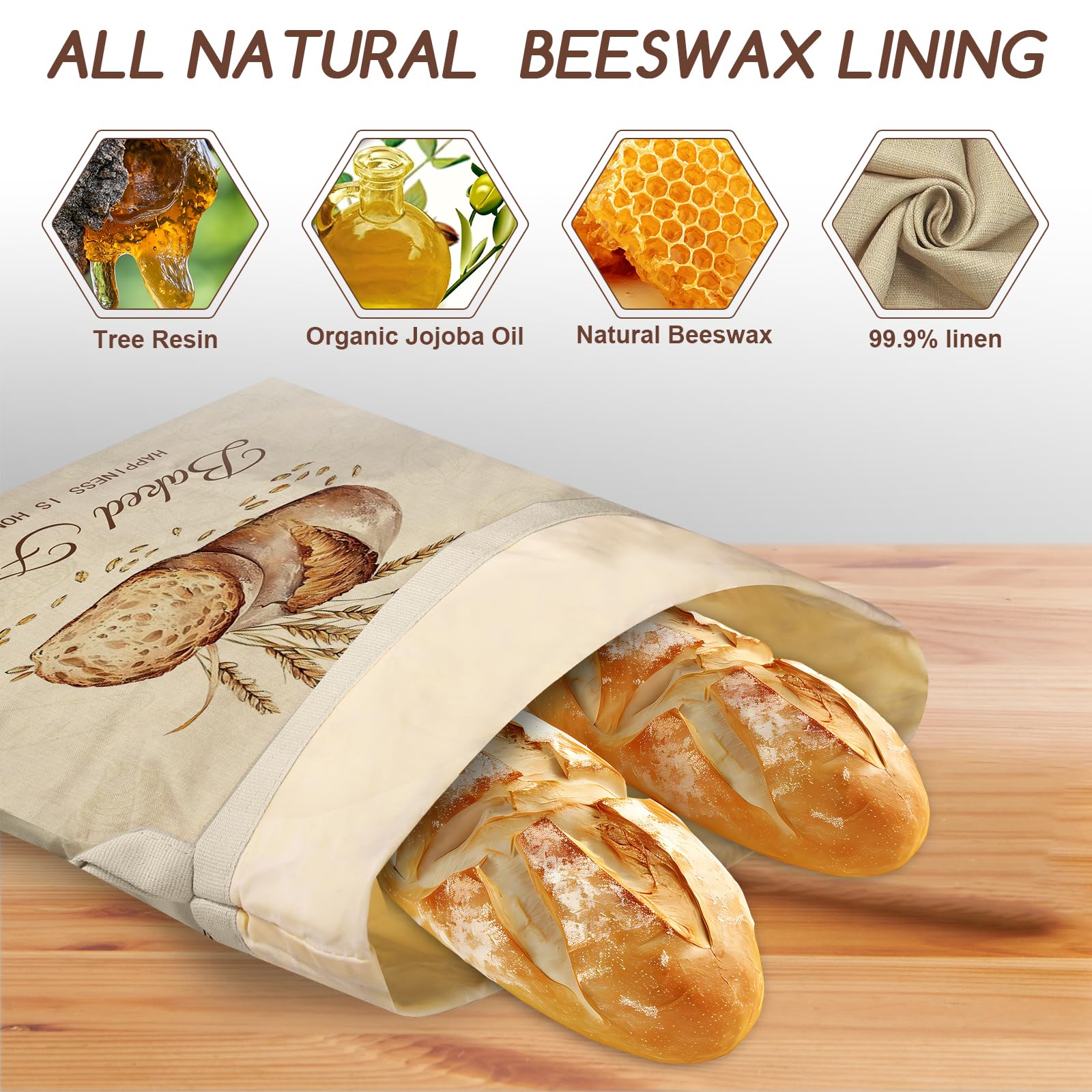 Bolsas Fufeisi de cera de abejas 10x8 para bollos y panecillos